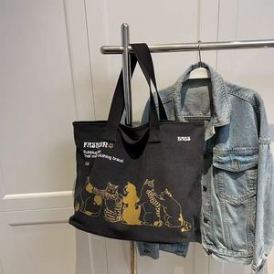 Multi Pocket Cat Embroidered Nylon Tote Bag Reusable <b>Handbag</b> with OEM Service - Product Image 4