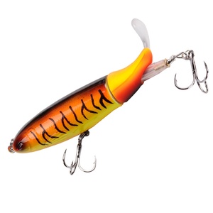 Señuelo de Pesca Flotante <span class=keywords><strong>Whopper</strong></span> Plopper de 10cm y 13g con Cola Giratoria y Hélice, Cebo Duro con Anzuelos Triples de Punta Dividida para Lubina y Lucio, OEM - Product Image 5