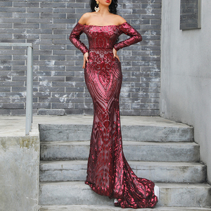 <span class=keywords><strong>Abito</strong></span> da Sera Vintage da Donna, Spalle Scoperte, Sexy ed Elegante, con Paillettes, per Banchetti e <span class=keywords><strong>Red</strong></span> <span class=keywords><strong>Carpet</strong></span>, Lunghezza a Terra - Product Image 1