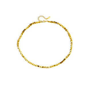 Gold Geometric Beaded Necklace Zinc Alloy Faceted Chain Minimalist Design Fashion Jewelry - Product Image 5