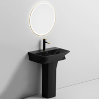 Ensemble de sanitaires personnalisables noir mat : lavabos, cuvettes de toilettes en céramique et lavabo sur colonne