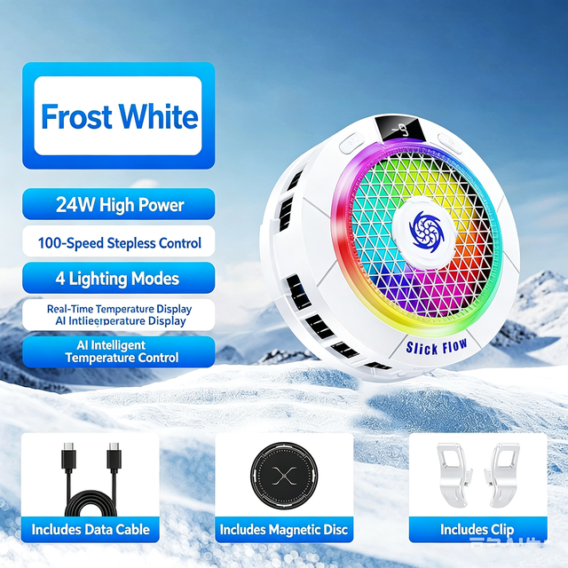 Semiconductor Cooling Fan Portable RGB Phone Cooler Large Cooling Plate 4 Gears Magnetic Tablet Cooler for Gaming Live Streaming
