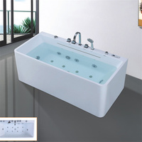 Haut de gamme luxe acrylique blanc autoportant baignoire à remous Surface solide Jets d'eau Massage SPA caractéristiques support au sol baignoire