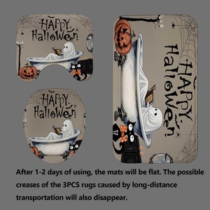 Cortina de Ducha de Poliéster con Diseño de Fantasma, Murciélago y Calabaza de Halloween, Impresión Digital, Impermeable, Personalizada, Moderna, Venta al Por Mayor - Product Image 4