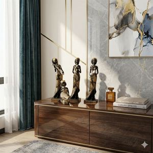 Figurine de femme africaine en résine de luxe - Sculpture d'art populaire unique, design artistique, forme irrégulière pour la décoration de la maison, cadeau de collection - Product Image 4