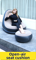 Canapé-lit flocage gonflable pliable portable-Repose-pieds de salon étanche pour salon, camping en plein air, voyage