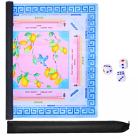 Tapis de Mahjong Américain Rose en Caoutchouc Carré, Tapis de Mahjong Citron Enroulable et Portable pour Divertissement