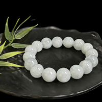 Bracelet en jadéite birmane naturelle de qualité A, perles rondes de 12 mm, bracelet en jadéite verte, cadeau pour femme (avec NGTC)