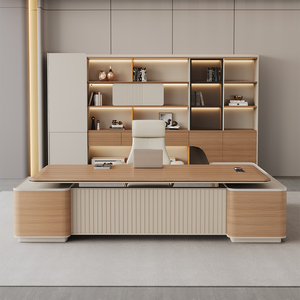 Muebles de Oficina Ejecutivos Modernos de Lujo en Forma de L, Mesa de Oficina de Lujo con Cajones y Almacenamiento, Escritorio Ejecutivo con Opción de Trabajo Sentado o De Pie - Product Image 3