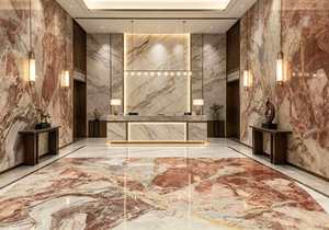 Dalle de marbre rose poli Quatre Saisons, pierre naturelle pour revêtement mural complet de hall d'hôtel, décoration murale intérieure de villa, sol de salle de bain - Product Image 2