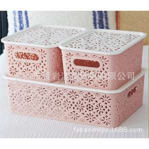 Hollowed Out <b>Storage</b> <b>Basket</b> Rectangle Plastic Stackable Organizing Box For Desktop Toy Clothing <b>Storage</b> - Product Image 4