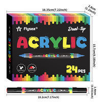Stylos à peinture acrylique à double pointe, 24 couleurs, pointe pinceau 0,5-5 mm et pointe fine 1 mm, encre à flux direct, marqueurs acryliques pour pierre, verre, toile