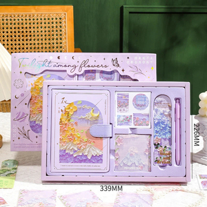 Ensemble de journalisation DIY avec autocollants, album cadeau, ensemble de journalisation moderne violet, ensemble de journalisation DIY pour filles, carnet carré, coffret cadeau de journalisation DIY - Product Image 1