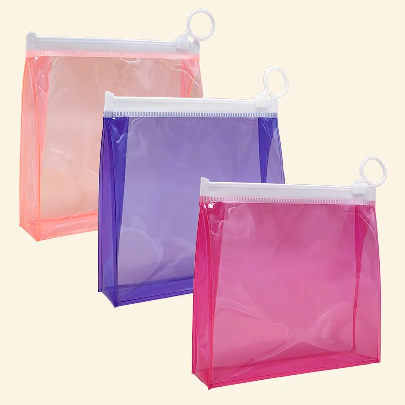 Mini artículos de tocador de viaje de colores transparentes, bolsa de cosméticos de maquillaje portátil de viaje, bolsa de regalo de Pvc, bolsa de lavado de TPU transparente