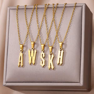 Wholesale Custom Personalised 18k Gold Plated Stainless Steel <strong>Initials</strong> Pendant Charm Letter Women Men <strong>Children</strong> <strong>Necklace</strong> - Product Image 3