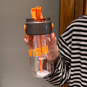 Botella de agua portátil rosa de 600 ml de plástico con pajita, taza con filtro infusor de té de frutas elegante para niños, aplicable para agua hirviendo en la escuela - Product Image 5