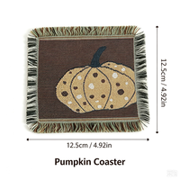 Sous-verre décoratif tissé à franges, motif citrouille d'automne jacquard, dessous de tasse bohème, ornement de table, cadeau de pendaison de crémaillère pour cuisine et maison