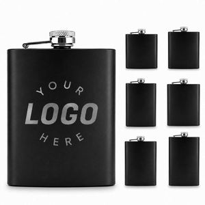 Gourde à liqueur en acier inoxydable noir mat avec gravure laser, logo personnalisé, 6oz, 7oz, 8oz, 9oz, 10oz, 12oz - Product Image 1