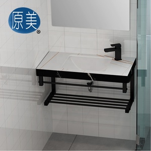 Meuble-lavabo de salle de bain moderne européen en pierre frittée avec étagère d'armoire en acier inoxydable et <span class=keywords><strong>barre</strong></span> de tour pour ferme - Product Image 6