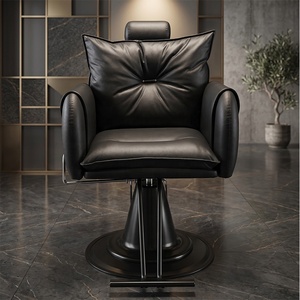 Chaise de salon de coiffure de luxe léger style Ins, base dorée, dossier haut, chaise de coiffage rembourrée et moelleuse, mobilier de salon tendance pour la beauté des cheveux - Product Image 3