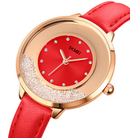 Montre SKMEI Quartz Sport pour femmes, style tendance, étanche 30M, bracelet en alliage et cuir, verre de luxe, 1782