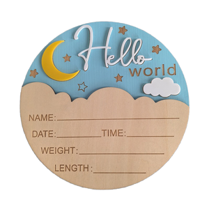 Hello World Baby Wooden Bulletin Board Newborn Wall Decor Sign for Christmas Party <strong>Decorations</strong> - Product Image 1