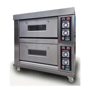 Industrial 2 deck 2 trays gas baking oven double layer cake bakery equipment from China factory