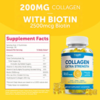 Gummies de collagène hydrolysé personnalisées OEM 10g pour la beauté de la peau, des cheveux, des ongles et des muscles, enrichies en biotine et vitamines, pour femmes, fabriquées en usine GMP