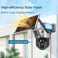 Outdoor 4G / WLAN Solarkamera mit Doppellinse, 8MP 4K Energiesparende Akku-IP-Kamera, PIR Nachtsicht V380 Pro CCTV Sicherheit