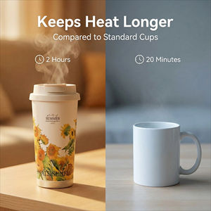 <span class=keywords><strong>Thermos</strong></span> en acier inoxydable Lily Valley avec doublure en céramique, isolation thermique de 6 à 12 heures, portable pour une utilisation en voiture, double boisson pour femmes - Product Image 6