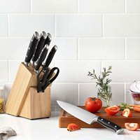 Ensemble de couteaux de cuisine TOALLWIN en acier inoxydable, couteaux japonais pour la viande, le chef, le tranchage, le pain, le couteau utilitaire, le couteau à éplucher, ensemble de couteaux de cuisine avec bloc