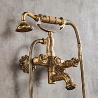 Robinet de baignoire mural en laiton poli à double poignée, design antique, avec jet doux, pour vente en gros