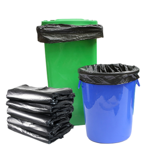 Sacs de déchets écologiques, sac de déchets en plastique noir d'extrémité plate - Product Image 1