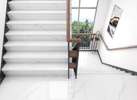 Carreaux de sol en porcelaine antidérapants de style moderne rustique avec aspect marbre, finition mate, 10 mm d'épaisseur, blanc, pour l'intérieur