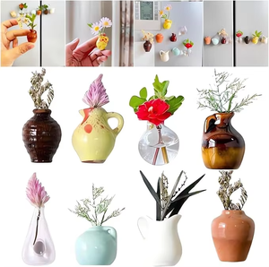 8 imanes de cerámica en forma de mini jarrón para nevera, bonitos y divertidos imanes pequeños para plantas y flores, jarrón de flores de cerámica 3D, imanes divertidos para refrigerador - Product Image 3