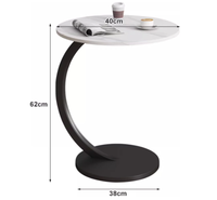 Table Moderne en Forme de C pour Canapé, avec Cadre Métallique pour Toute Pièce, Chambre à Coucher