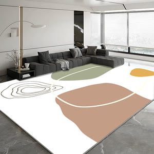Alfombra nórdica minimalista con diseño abstracto rectangular, fibra de poliéster resistente a las manchas, para sala de estar, dormitorio, uso doméstico - Product Image 5