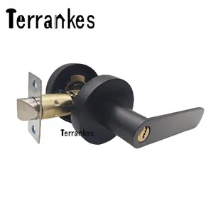 Interior Door Handle Lock With Key Bedroom Door Tubular Lever Lock Matte Black Finish