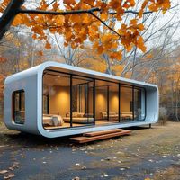 Aerobarco Espacial con Energía Solar |   Casa Contenedor de Lujo con Estructura de Acero, con Dormitorio y Baño |   Hotel Móvil Modular Impermeable Moderno