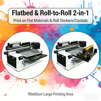 Impresora UV DTF de rollo a rollo 9060 XP600 I3200 |   Impresora UV Híbrida de Cama Plana para Pegatinas, Acrílico y Metal