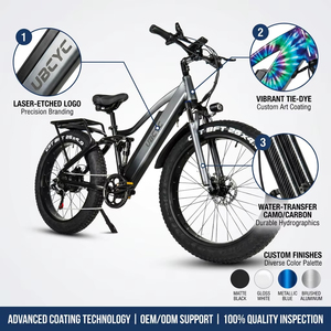 Bicicleta Eléctrica de Descenso de Montaña, Bicicleta Eléctrica de Montaña de Fibra de Carbono, 48v 750w, Batería Integrada, Suspensión Completa, Todoterreno - Product Image 3
