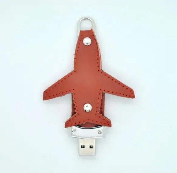 Chiavetta usb a forma di rairplane in pelle elegent chiavetta usb in pelle con Logo personalizzato chiavetta usb in pelle 2.0/3.0 16gb 32gb