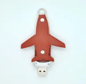 Elegent Lederen Rairplane Vorm Usb Flash Drive Custom Logo Lederen Usb Flash Drive Lederen Usb Flash Drive 2.0/3.0 16Gb 32Gb