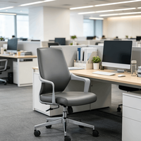 Chaise de bureau exécutive moderne ergonomique confortable à hauteur réglable avec base en acier et revêtement en cuir PU pivotante pour la maison et les bureaux professionnels