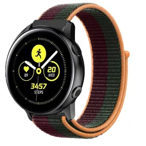 Pulseira de nylon para relógio inteligente, pulseira de nylon para Samsung Galaxy Active Watch 4 44mm 40mm Gear S3 22mm, tecido esportivo