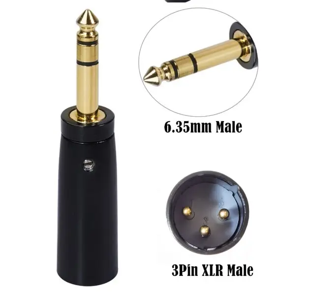 XLR to 1/4 "어댑터 6.35mm TRS 남성 XLR 남성 스테레오 밸런스 오디오 커넥터 믹서, 스피커, 마이크