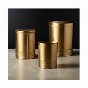 Caja de almacenamiento de bote de latón hecho a mano de diseño antiguo con detalles intrincados perfecto para almacenar especias de azúcar de café de té - Product Image 1