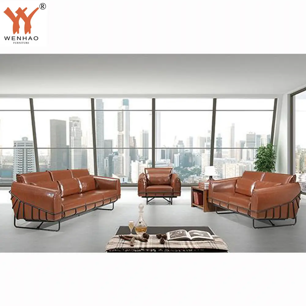 Ensemble de canapés de salon en cuir moderne de luxe, mobilier de bureau, espace Public Commercial personnalisé de haute qualité