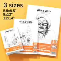 Nouvelle version 50 feuilles de livre de dessin de taille personnalisée avec papier de croquis de dessin sans acide 120gsm