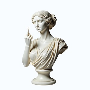 Figura Antigua de Diosa, Busto de Resina Hecho a Mano con Gesto de Dedo Medio, Arte Moderno Minimalista con Patrón de Dibujos Animados, Coleccionable, Decoración para el Hogar - Product Image 3
